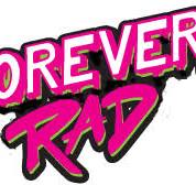 Knallige pinkfarbene Schrift Forever Rad mit schwarzen und grünen Akzenten